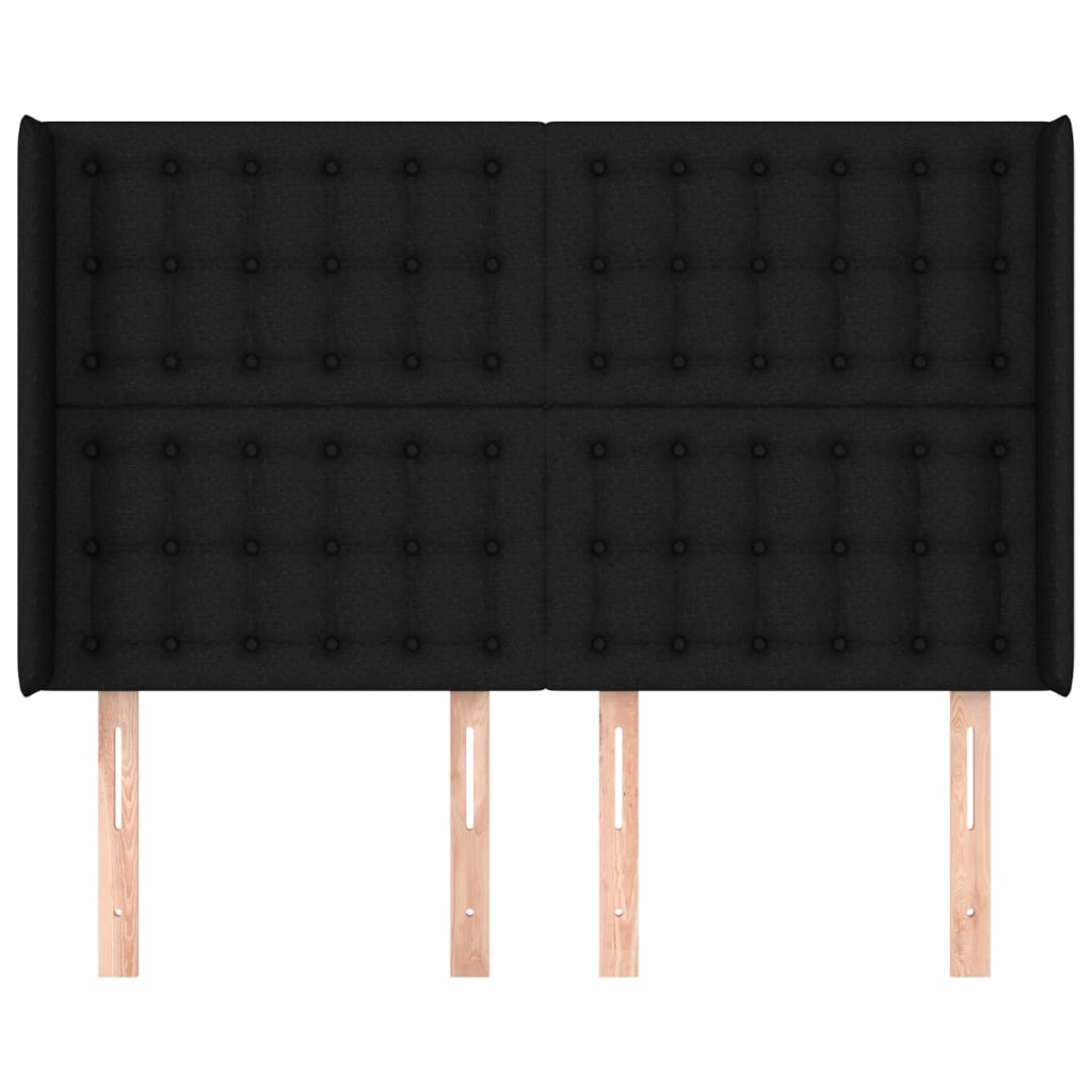 Testiera ad Orecchio Nera 147x16x118/128 cm in Tessuto