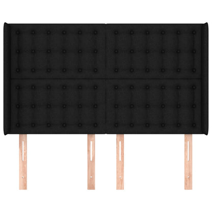 Testiera ad Orecchio Nera 147x16x118/128 cm in Tessuto