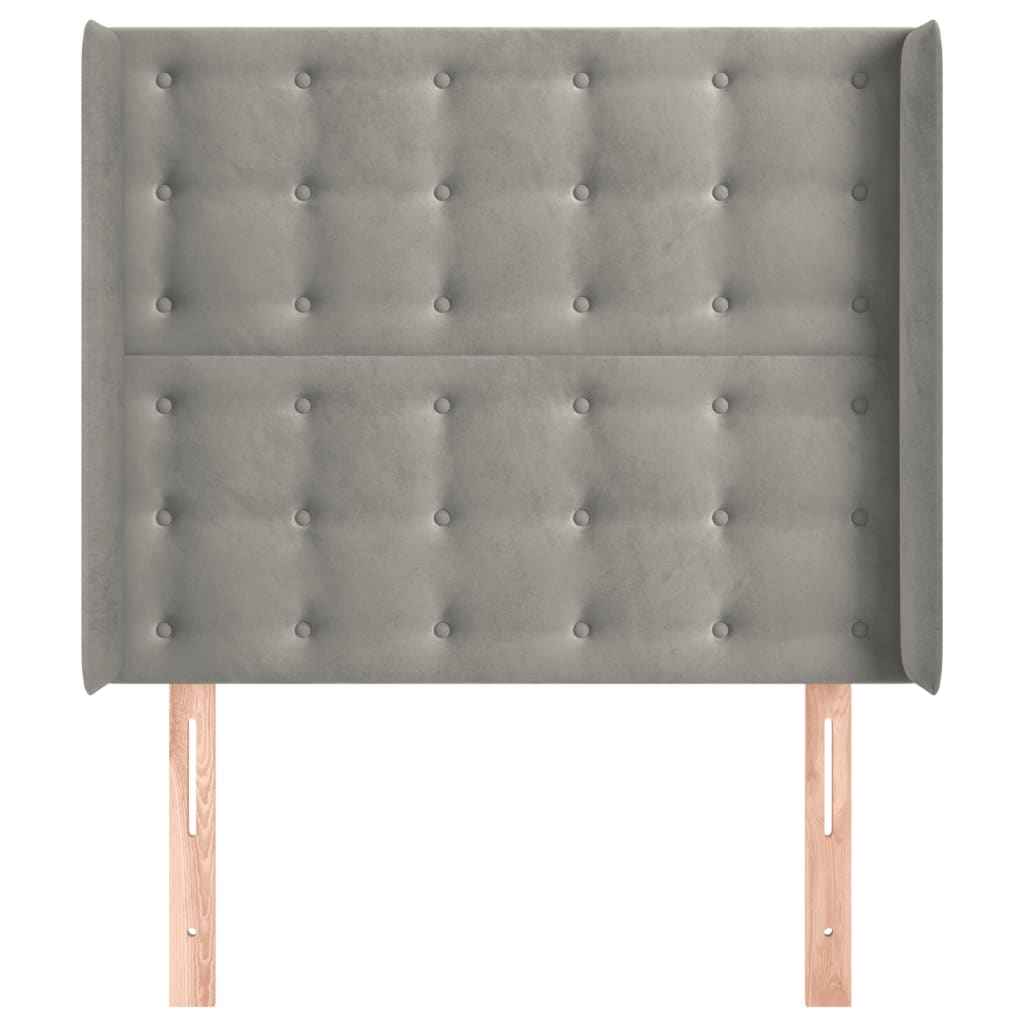 Testiera ad Orecchio Grigio Chiaro 83x16x118/128 cm in Velluto