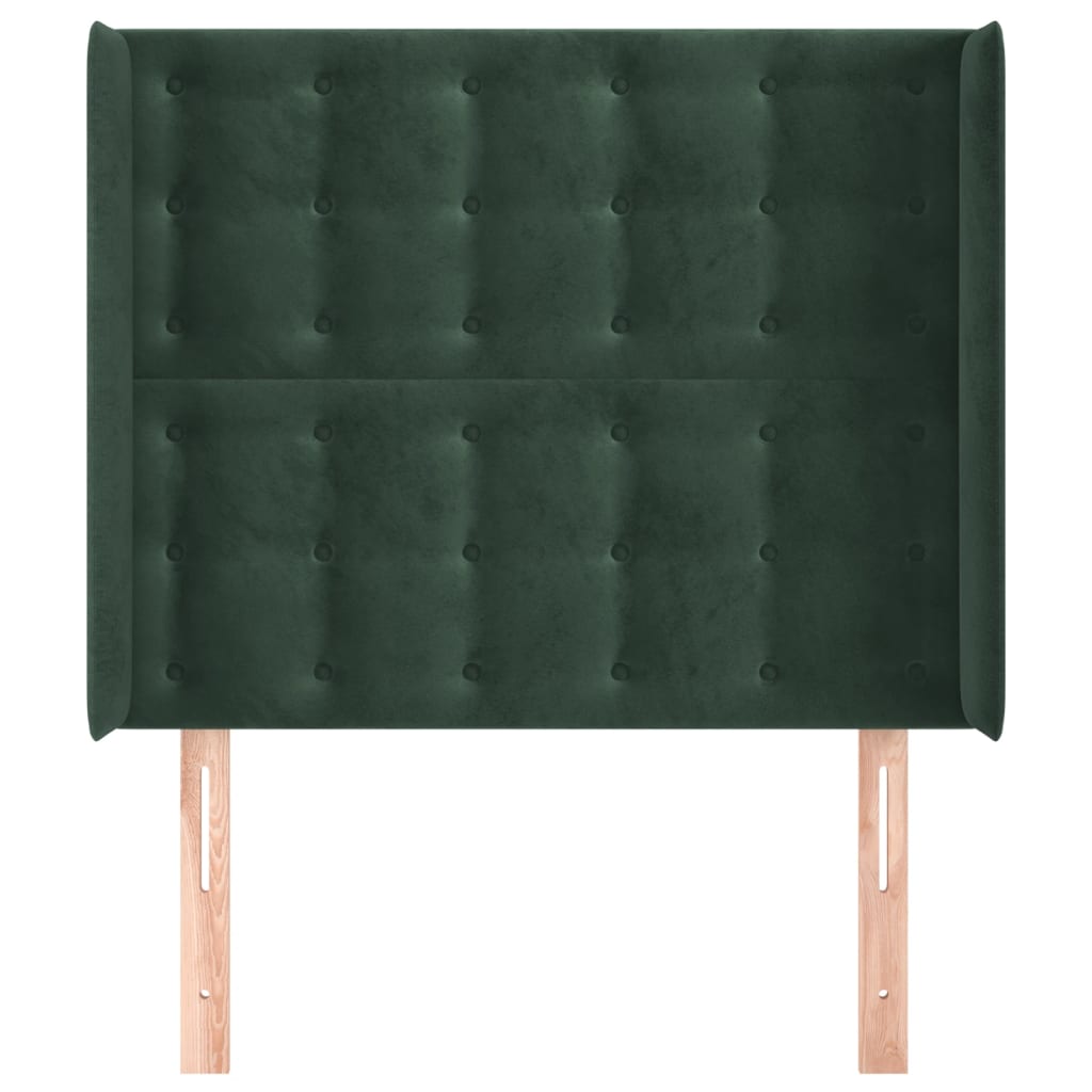 Testiera ad Orecchio Verde Scuro 83x16x118/128 cm in Velluto - homemem39