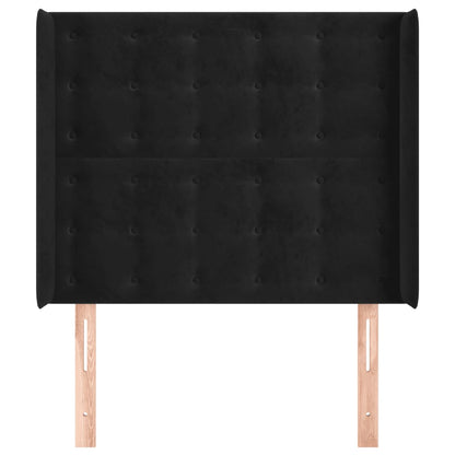 Testiera ad Orecchio Nera 103x16x118/128 cm in Velluto