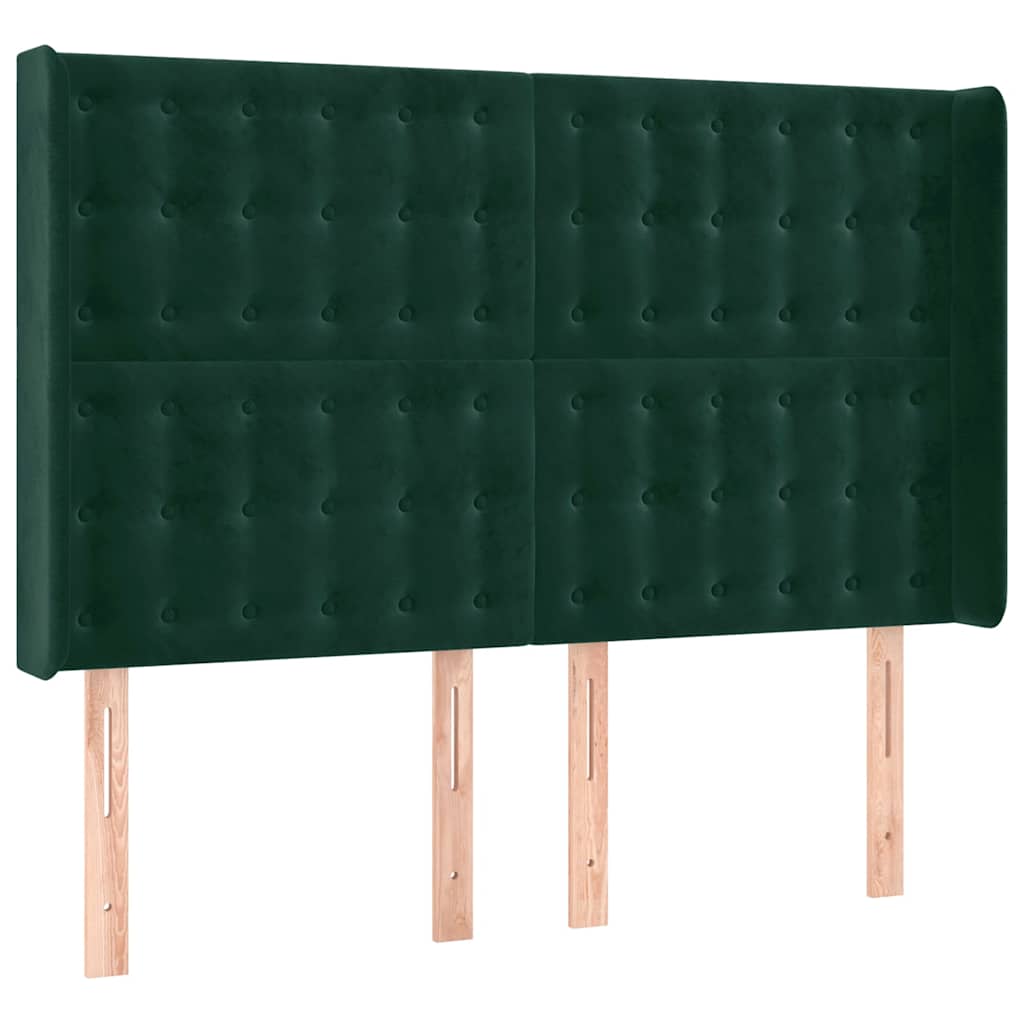 Testiera ad Orecchio Verde Scuro 147x23x118/128cm in Velluto | homemem39