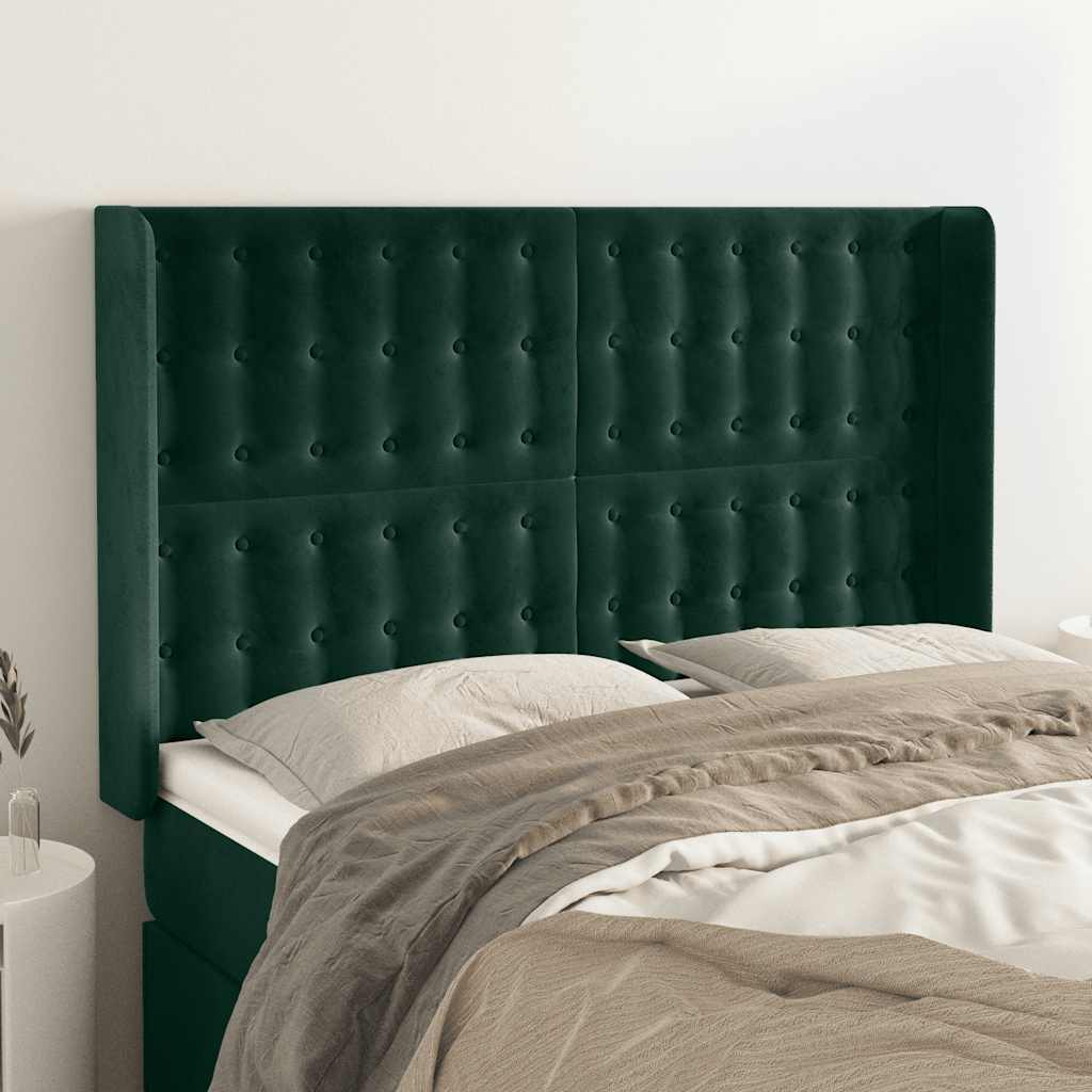 Testiera ad Orecchio Verde Scuro 147x23x118/128cm in Velluto | homemem39