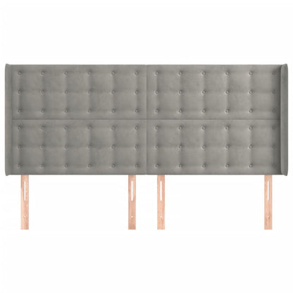 Testiera ad Orecchio Grigio Chiaro 163x16x118/128 cm in Velluto - homemem39