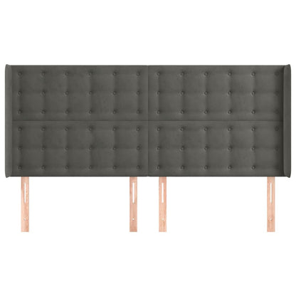 Testiera ad Orecchio GrigioScuro 183x16x118/128 cm in Velluto