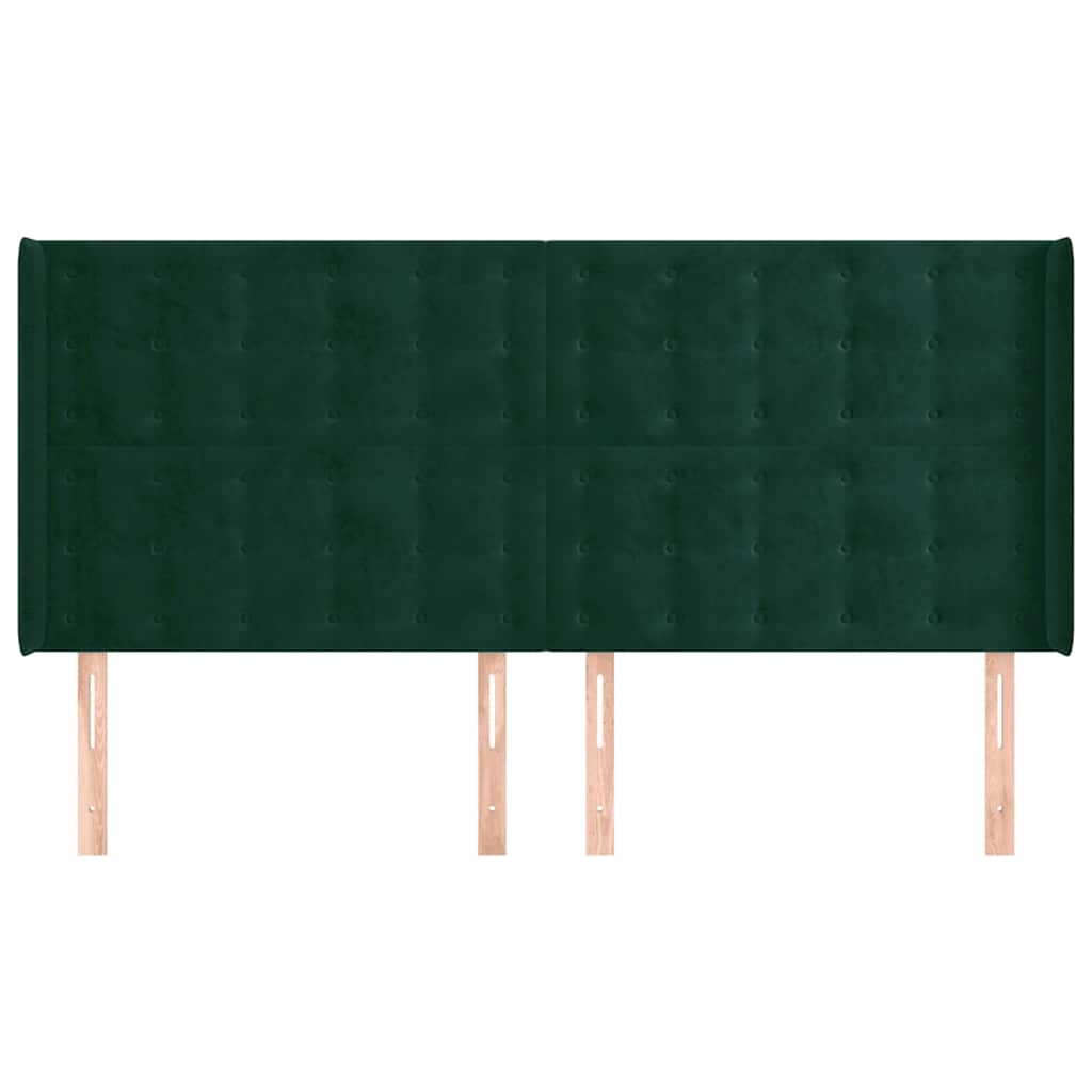 Testiera ad Orecchio Verde Scuro 203x16x118/128 cm in Velluto | homemem39