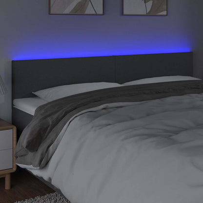 Testiera a LED Grigio Scuro 160x5x78/88 cm in Tessuto