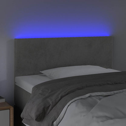 Testiera a LED Grigio Chiaro 90x5x78/88 cm in Velluto