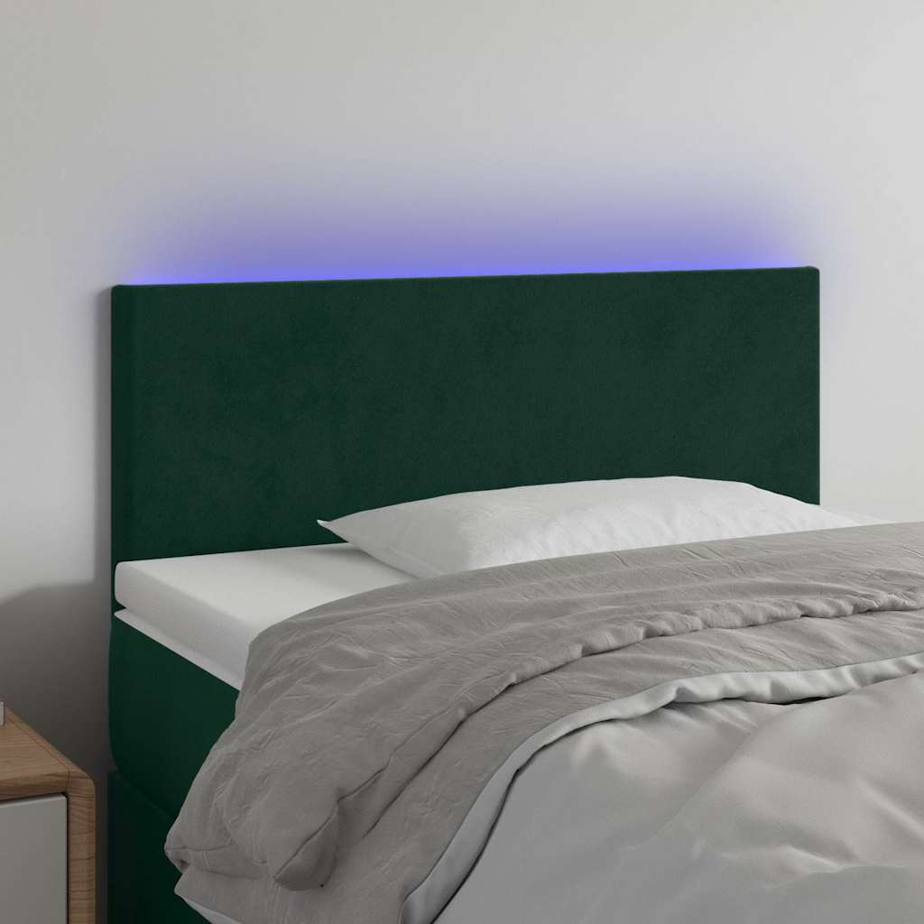 Testiera a LED Verde Scuro 100x5x78/88 cm in Velluto