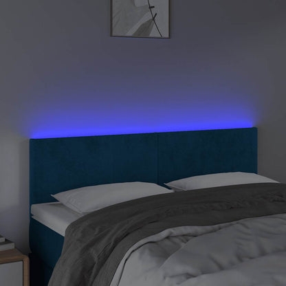 Testiera a LED Blu Scuro 144x5x78/88 cm in Velluto