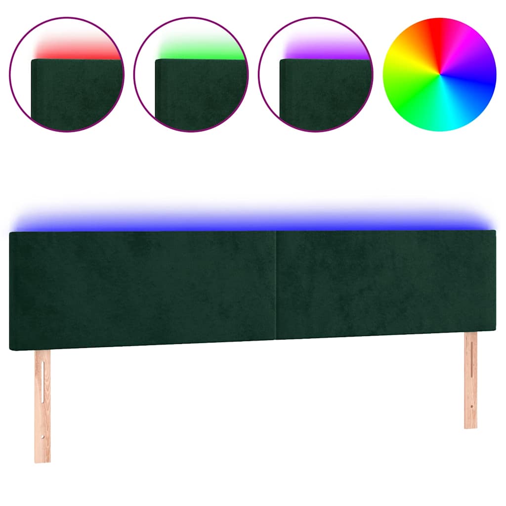 Testiera a LED Verde Scuro 160x5x78/88 cm in Velluto