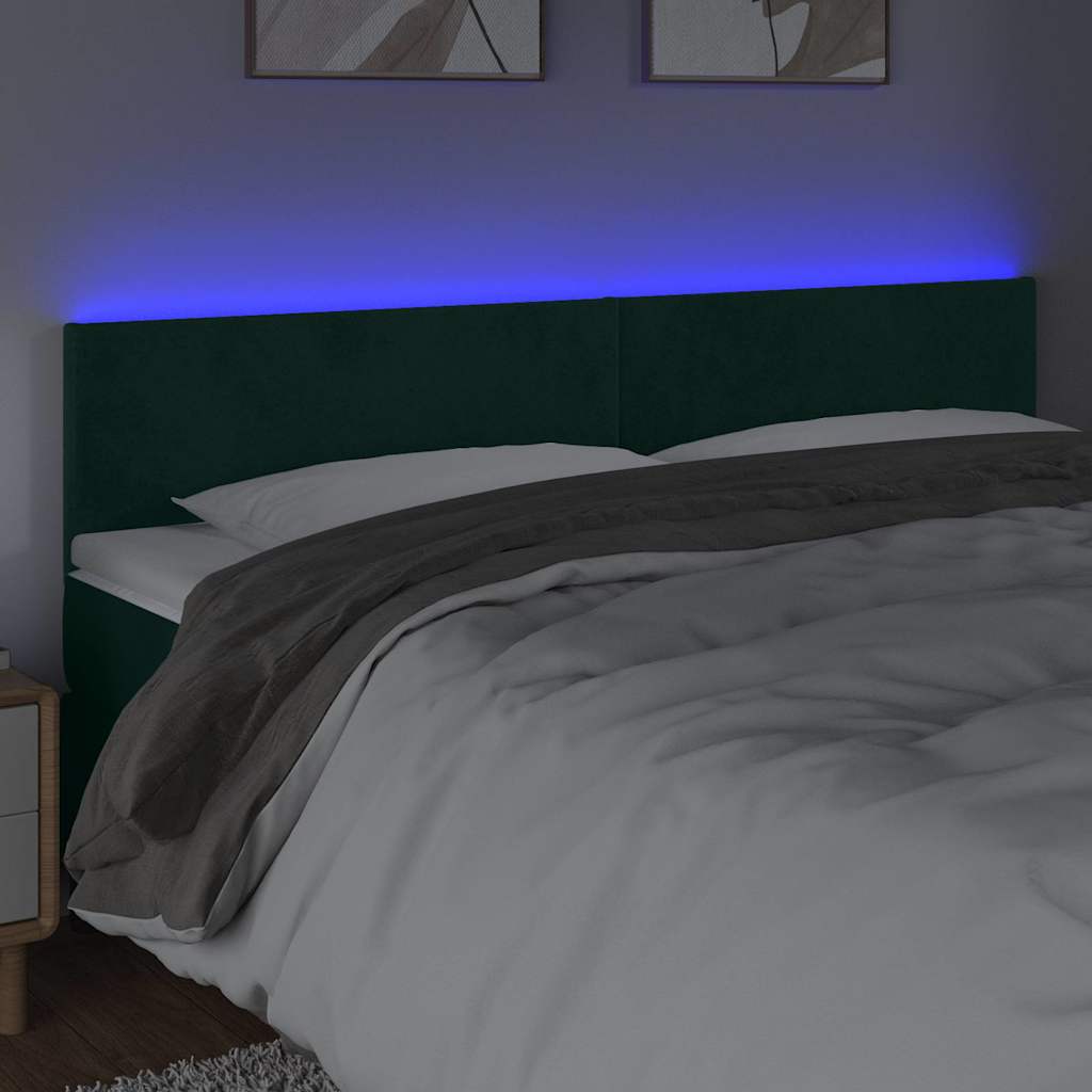 Testiera a LED Verde Scuro 160x5x78/88 cm in Velluto