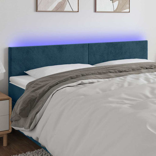Testiera a LED Blu scuro 160x5x78/88 cm in Tessuto