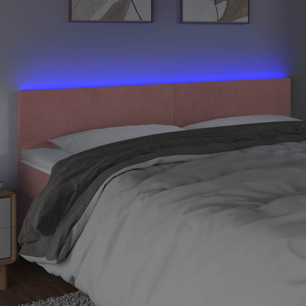 Testiera a LED Rosa 160x5x78/88 cm in Velluto