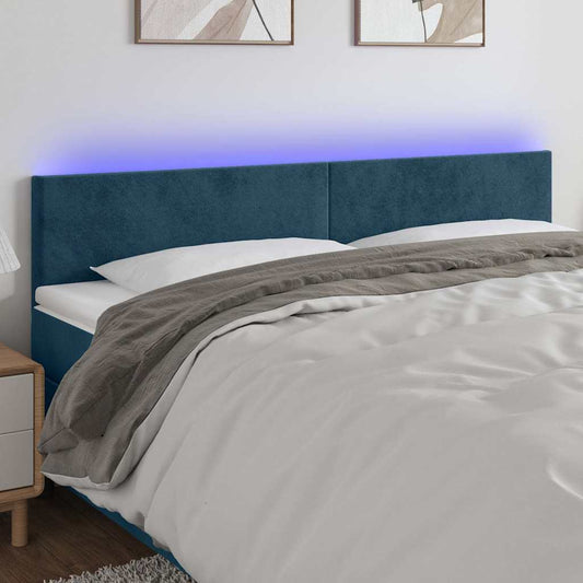 Testiera a LED Blu Scuro 180x5x78/88 cm in Velluto