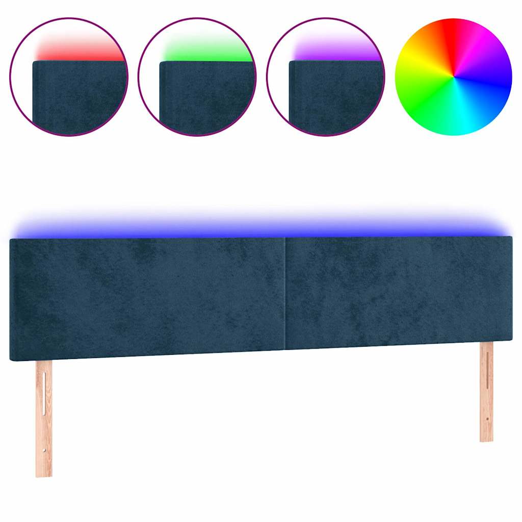 Testiera a LED Blu Scuro 200x5x78/88 cm in Velluto