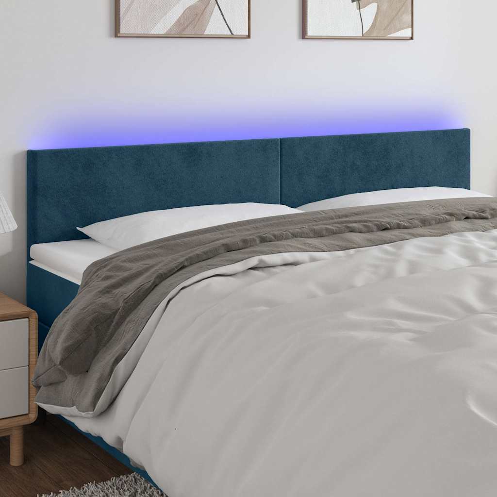 Testiera a LED Blu Scuro 200x5x78/88 cm in Velluto