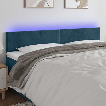 Testiera a LED Blu Scuro 200x5x78/88 cm in Velluto