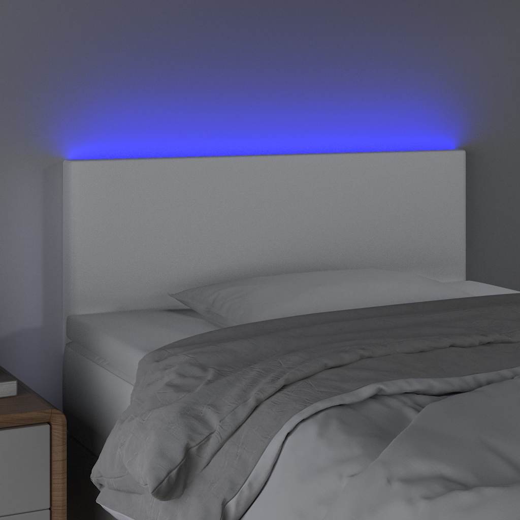 Testiera Bianco a LED 100x5x78/88 cm in Similpelle