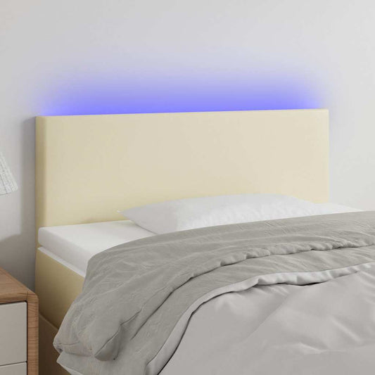 Testiera Crema a LED 100x5x78/88 cm in Similpelle