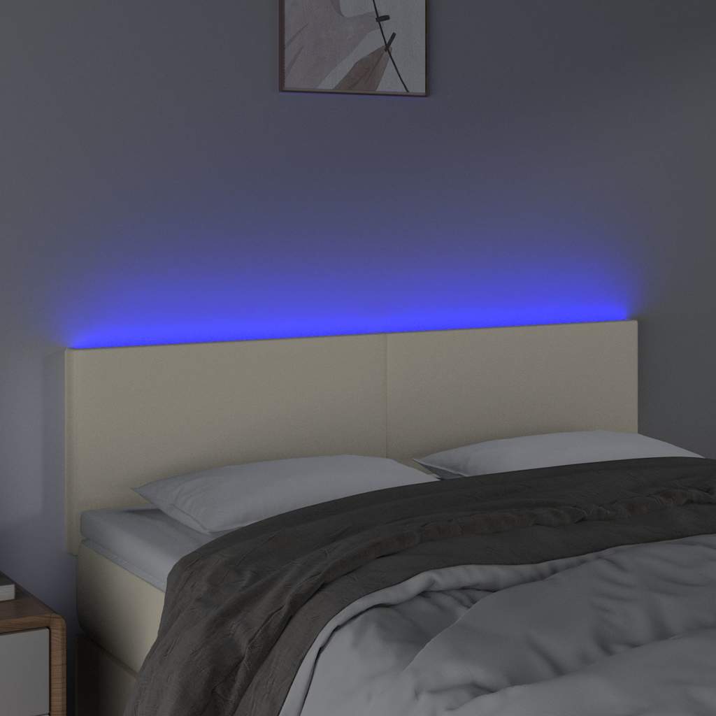 Testiera Crema a LED 144x5x78/88 cm in Similpelle