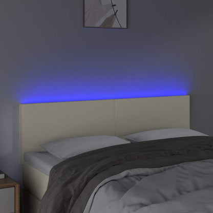 Testiera Crema a LED 144x5x78/88 cm in Similpelle