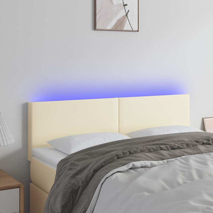 Testiera Crema a LED 144x5x78/88 cm in Similpelle