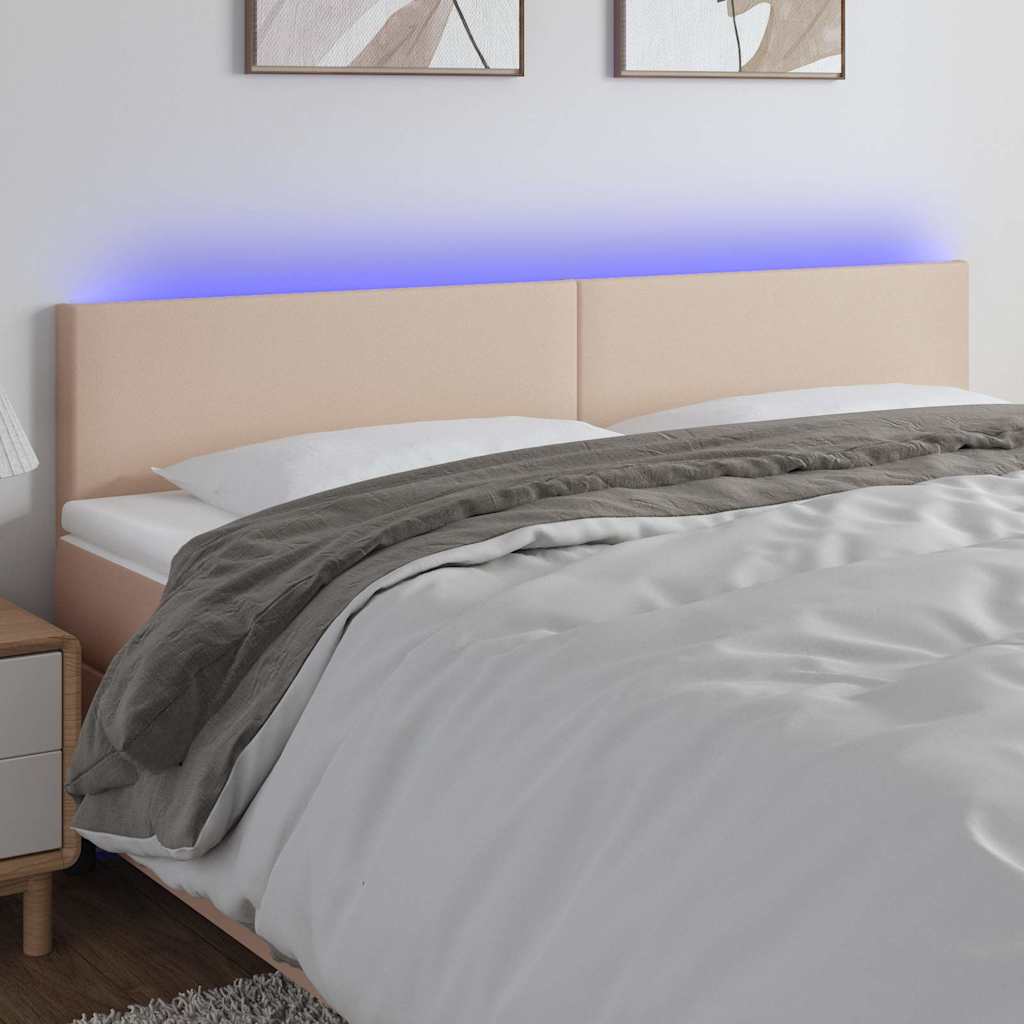 Testiera Cappuccino a LED 180x5x78/88 cm in Similpelle