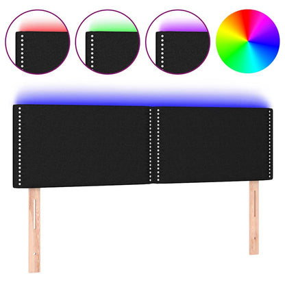 Testiera a LED Nera 144x5x78/88 cm in Tessuto