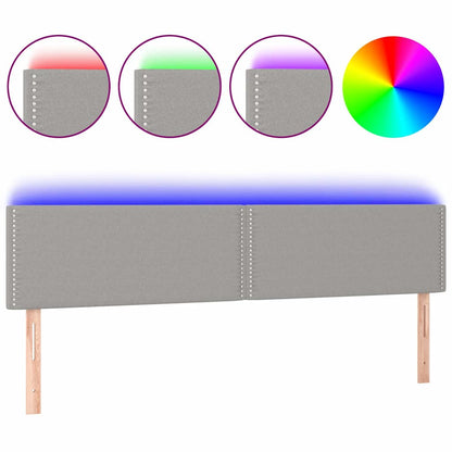 Testiera a LED Grigio Chiaro 200x5x78/88 cm in Tessuto