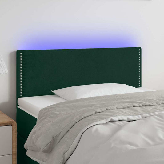 Testiera a LED Verde Scuro 100x5x78/88 cm in Velluto