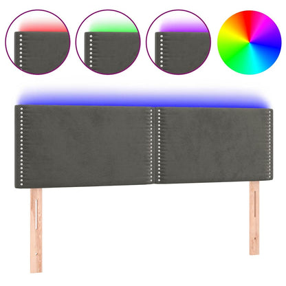Testiera a LED Grigio Scuro 144x5x78/88 cm in Velluto