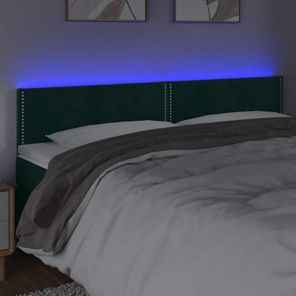 Testiera a LED Verde Scuro 180x5x78/88 cm in Velluto