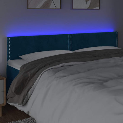 Testiera a LED Blu Scuro 200x5x78/88 cm in Velluto