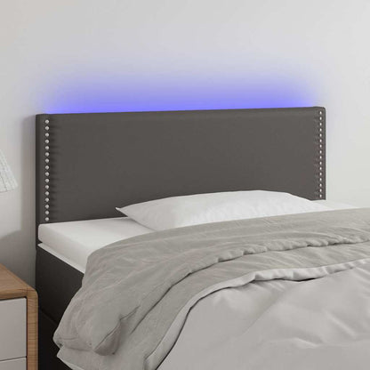 Testiera Grigia a LED 80x5x78/88 cm in Similpelle