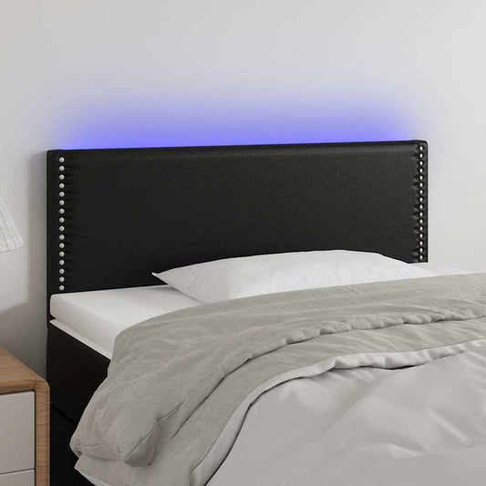 Testiera Nera a LED /88 cm in Similpelle
