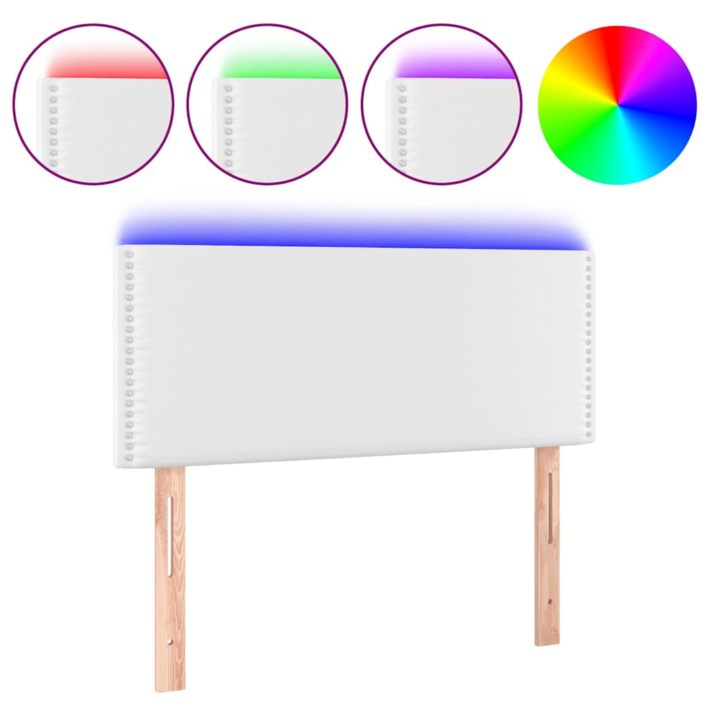 Testiera Bianco a LED 100x5x78/88 cm in Similpelle