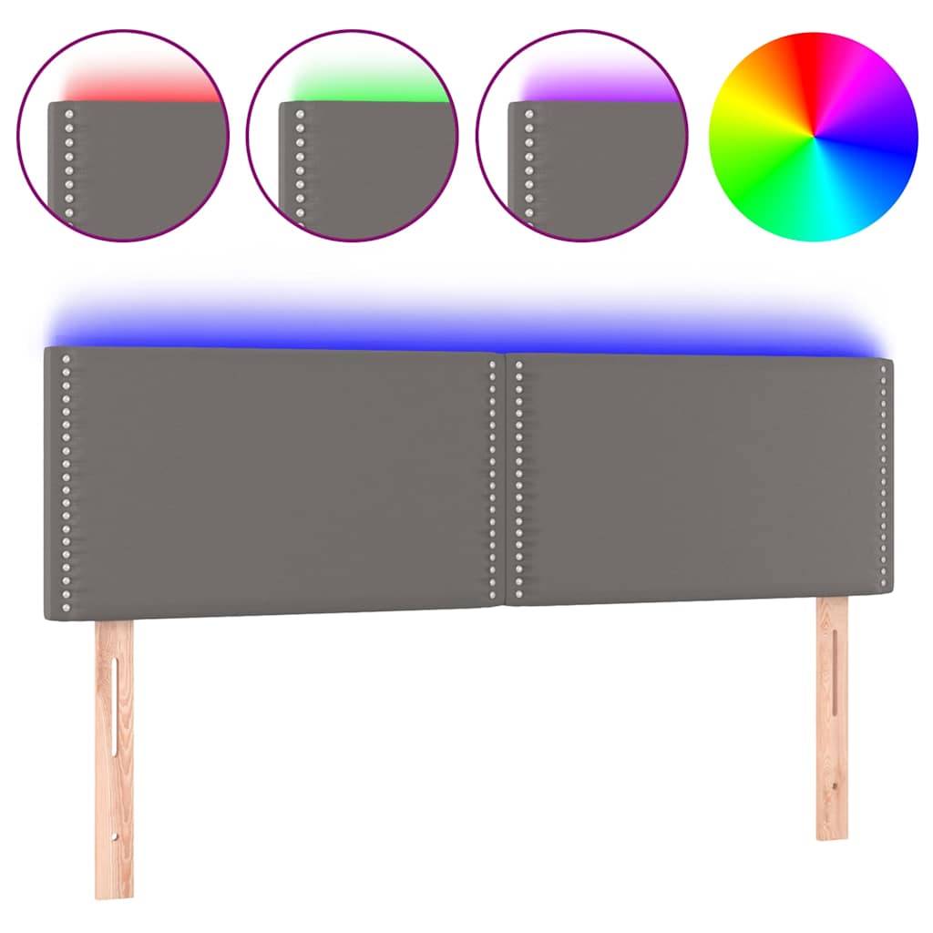 Testiera a LED Grigio 144x5x78/88 cm in Similpelle