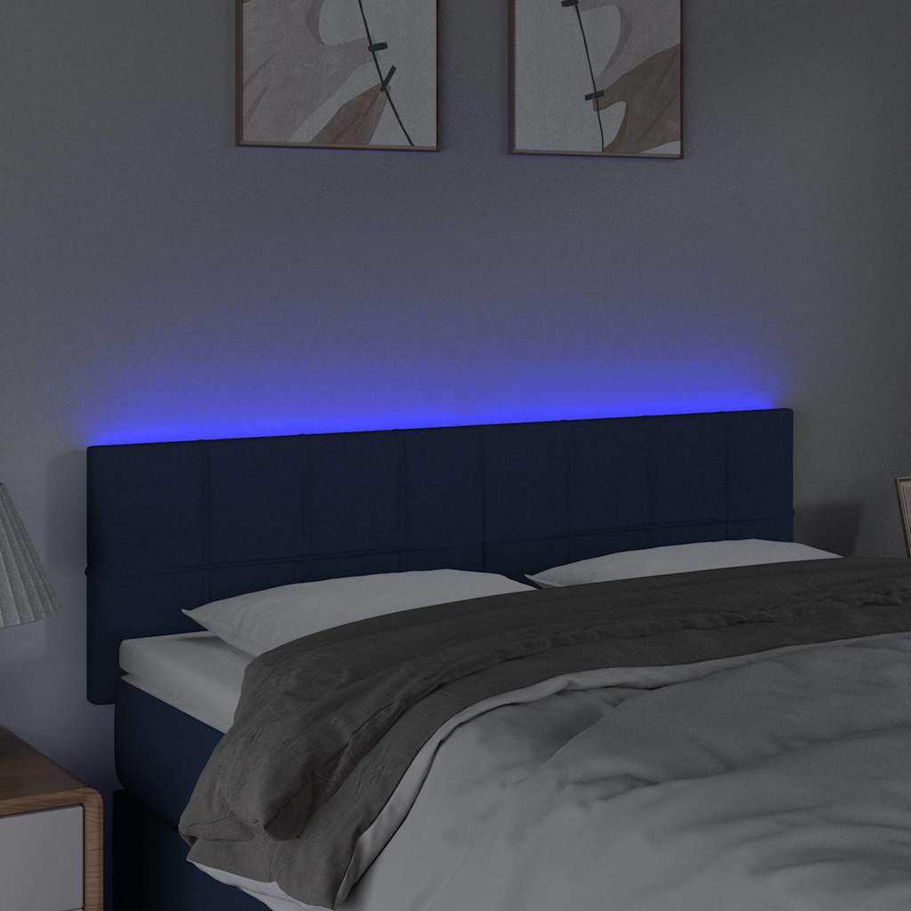 Testiera a LED Blu 144x5x78/88 cm in Tessuto