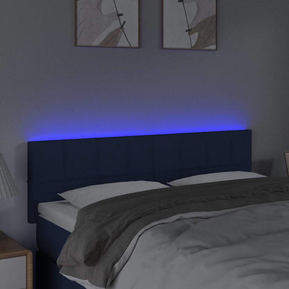 Testiera a LED Blu 144x5x78/88 cm in Tessuto