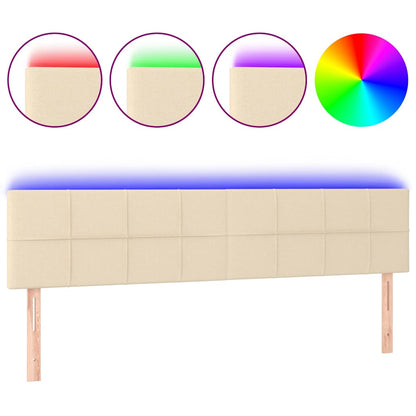 Testiera a LED Crema 160x5x78/88 cm in Tessuto