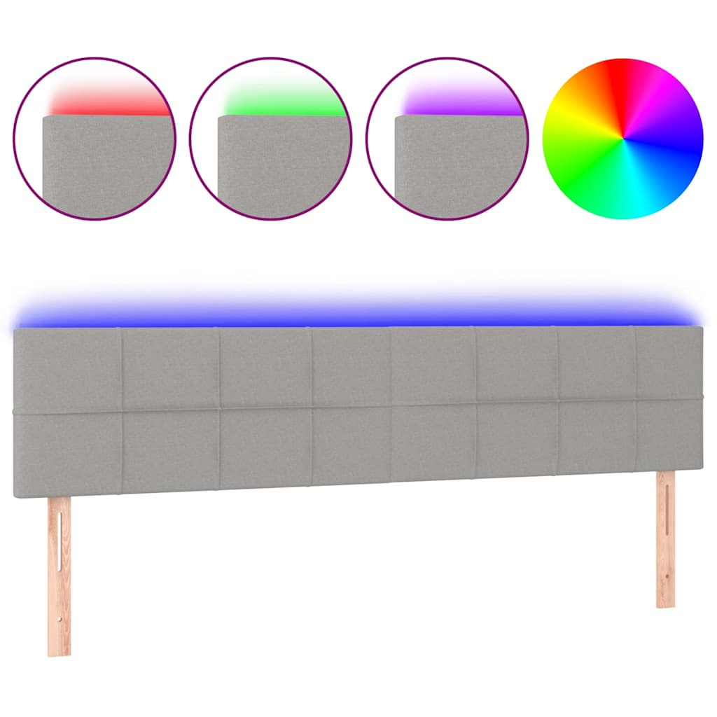 Testiera a LED Grigio Chiaro 180x5x78/88 cm in Tessuto