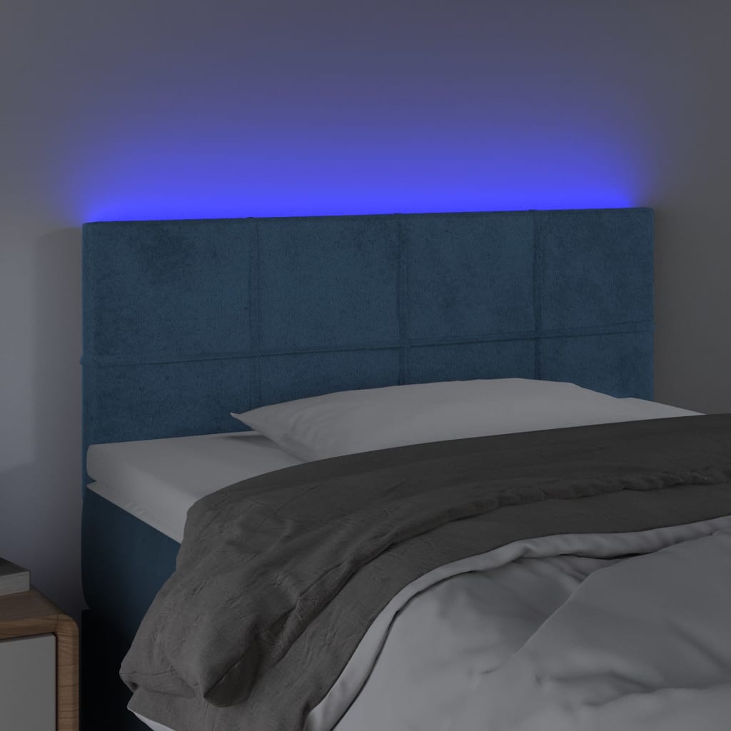 Testiera a LED Blu scuro 90x5x78/88 cm in Tessuto - homemem39
