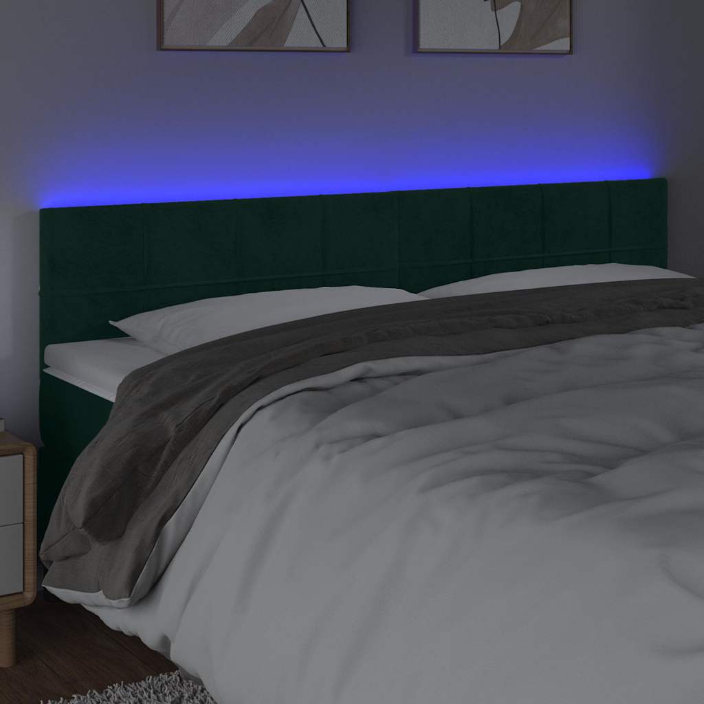 Testiera a LED Verde Scuro 160x5x78/88 cm in Velluto