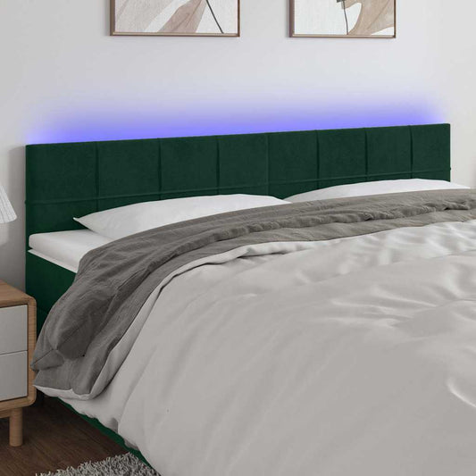 Testiera a LED Verde Scuro 160x5x78/88 cm in Velluto