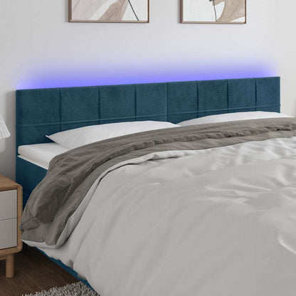 Testiera a LED Blu scuro 160x5x78/88 cm in Tessuto