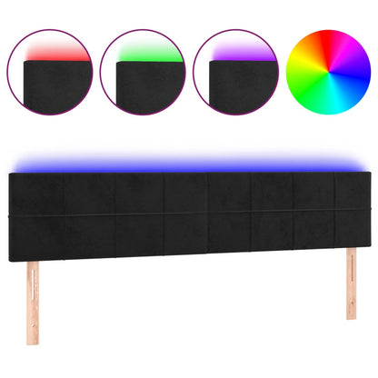 Testiera a LED Nera 180x5x78/88 cm in Velluto | homemem39