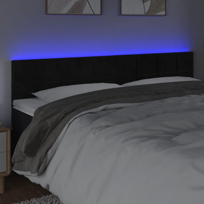 Testiera a LED Nera 180x5x78/88 cm in Velluto | homemem39
