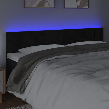 Testiera a LED Nera 180x5x78/88 cm in Velluto | homemem39