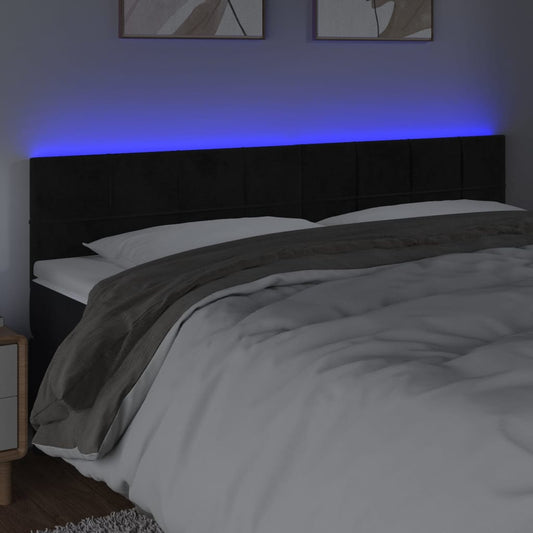 Testiera a LED Nera 180x5x78/88 cm in Velluto | homemem39